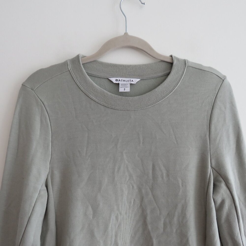 ATHLETA Coaster Luxe Sweatshirt Dress in Fern Green Athleisure Lounge - Size S - Picture 3 of 15